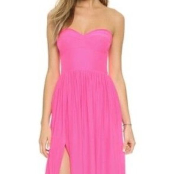 Amanda Uprichard Hot Pink Gisele Midi Dress - Picture 5 of 17